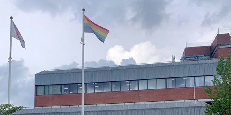 Pride flag flies proudly outsdide the civic offices